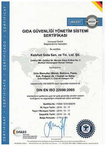 Gıda Güvenliği Yönetim Sistemi Sertifikası
